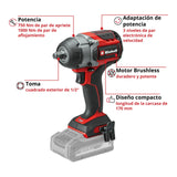 Llave de impacto inalámbrica Einhell TP-CW 18/750-C Li BL 750 Nm, imagen 3